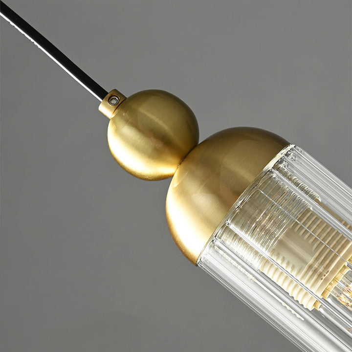 Suspension en laiton et verre à bande 1 lumière pour salon de simplicité contemporaine 