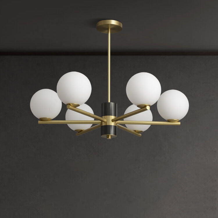Modern Luxury Glass Round Ball Copper Branch 6/8/15 Light Chandelier For Living Room