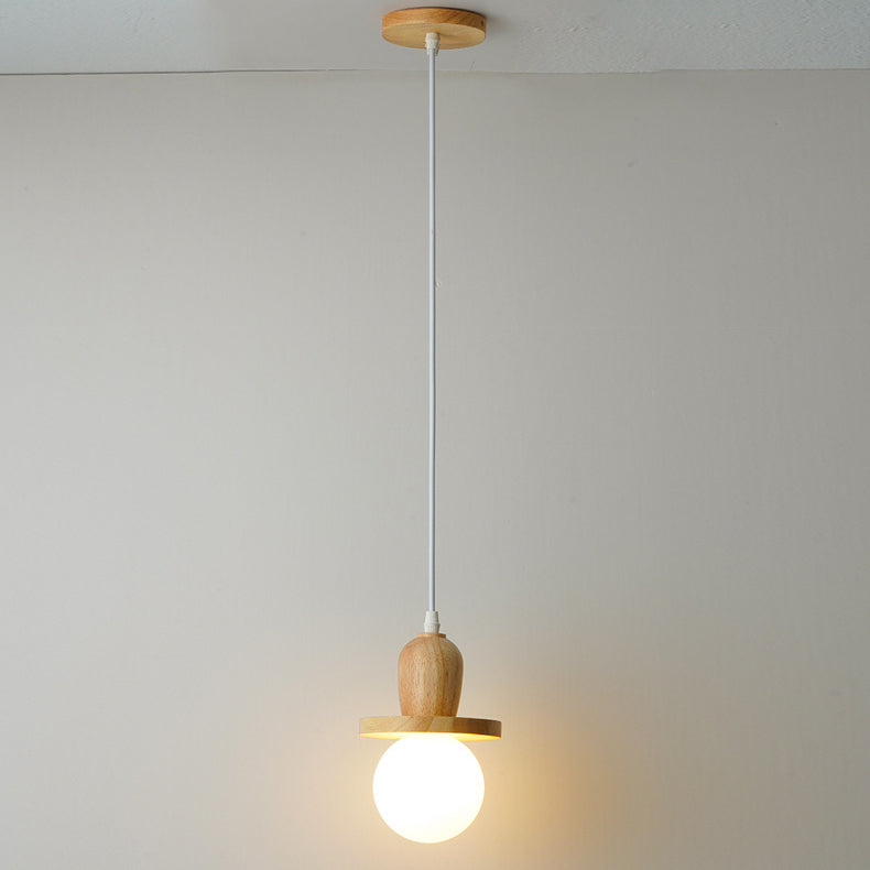 Lámpara de araña de isla de 1/3/5 luces con pantalla de vidrio de globo y marco lineal de madera tradicional japonesa para sala de estar 