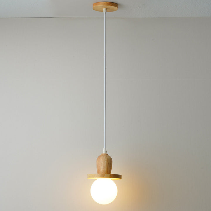 Lámpara de araña de isla de 1/3/5 luces con pantalla de vidrio de globo y marco lineal de madera tradicional japonesa para sala de estar 