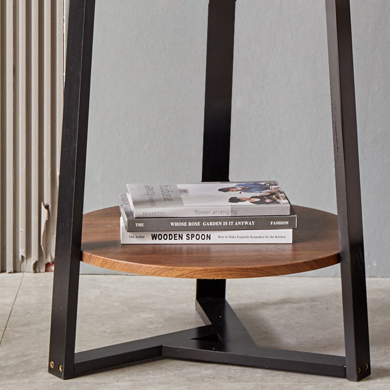 Contemporary Scandinavian Round MDF Iron End Table 2-Tier For Living Room