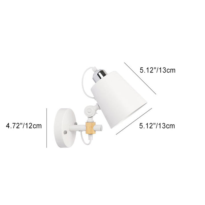 Lámpara de Aplique de Pared de 1 Luz con Pantalla de Hierro de Macaron Escandinavo Contemporáneo de Madera para Dormitorio 