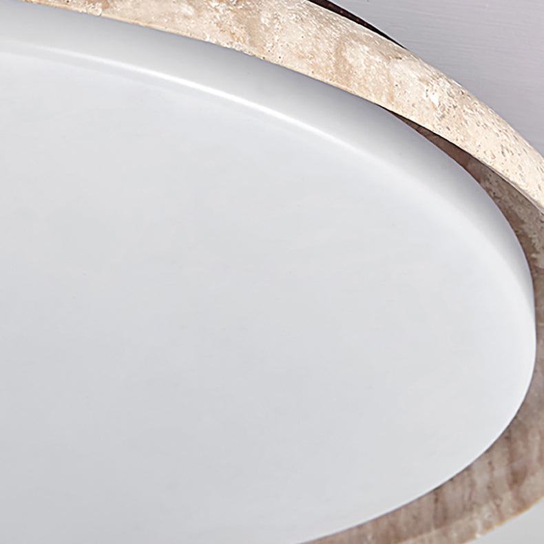 Luz de techo empotrada LED de acrílico de madera maciza travertino estilo disco redondo japonés tradicional para dormitorio 