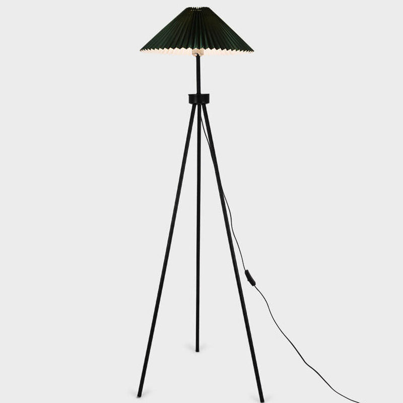 Nordic Modern Pleated Canvas Shade Iron Tripod 1-Light Standing Floor Lamp