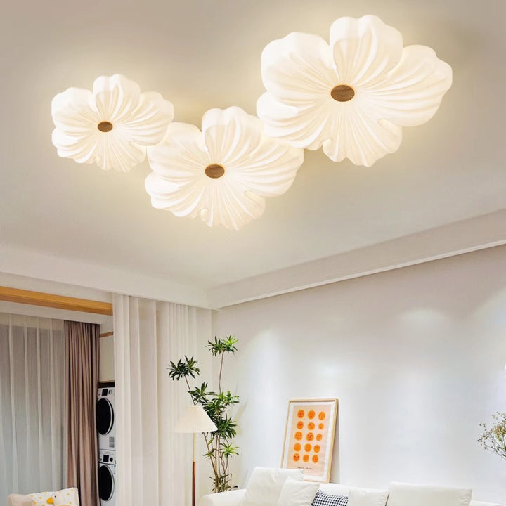 Plafonnier LED en fer et acrylique Art Déco moderne en forme de fleur pour salon 