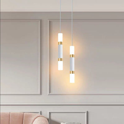 Modern Minimalist Cylinder Aluminum Acrylic LED Pendant Light For Bedroom