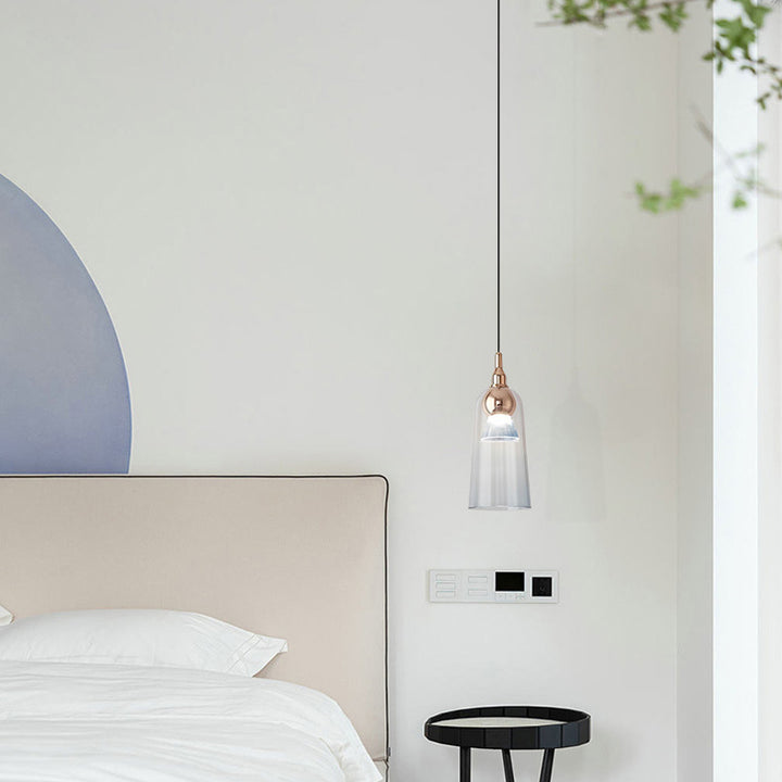Zeitgenössische nordische Acryl-Cup-Shade-Aluminium-LED-Pendelleuchte mit Farbverlauf für Esszimmer 