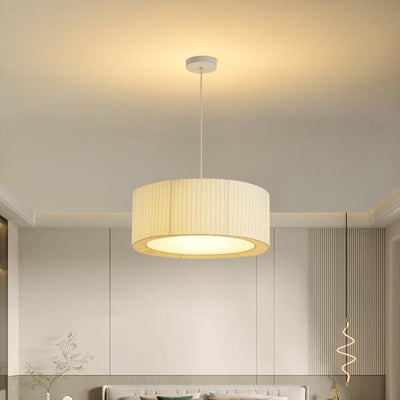 Contemporary Scandinavian Round Iron Acrylic Fabric 4/5 Light Pendant Light For Living Room