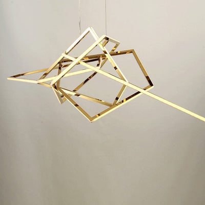 Contemporary Scandinavian Stainless Steel PVC Irregular LED Chandelier For Living Room