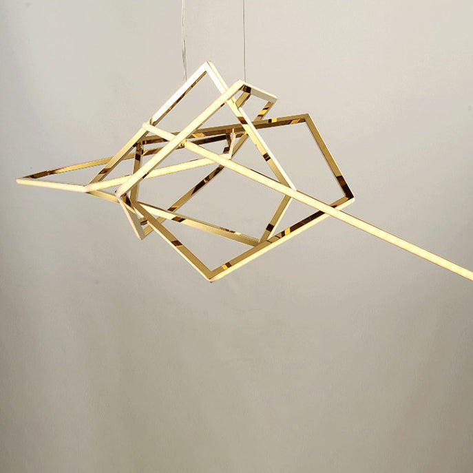 Contemporary Scandinavian Stainless Steel PVC Irregular LED Chandelier For Living Room