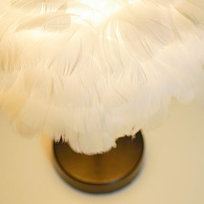 Lámpara de Mesa USB LED Creativa Contemporánea con Plumas para Dormitorio 