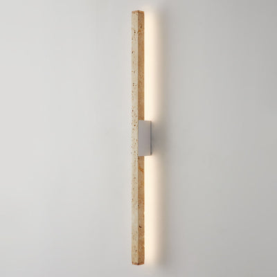 Japanese Wabi-Sabi Yellow Travertine Wood Long Strip LED Wall Sconce Lamp