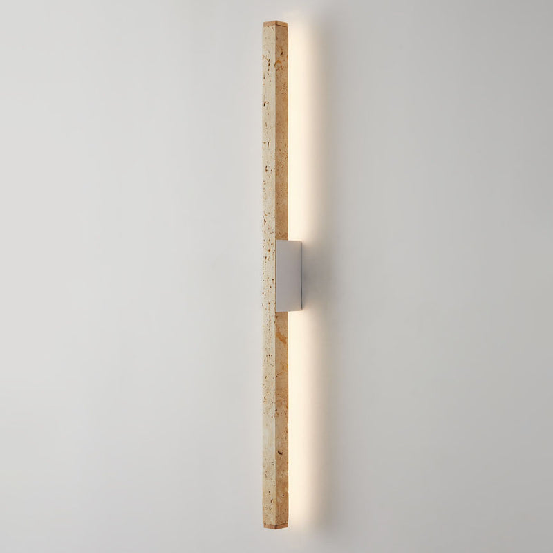 Japanese Wabi-Sabi Yellow Travertine Wood Long Strip LED Wall Sconce Lamp