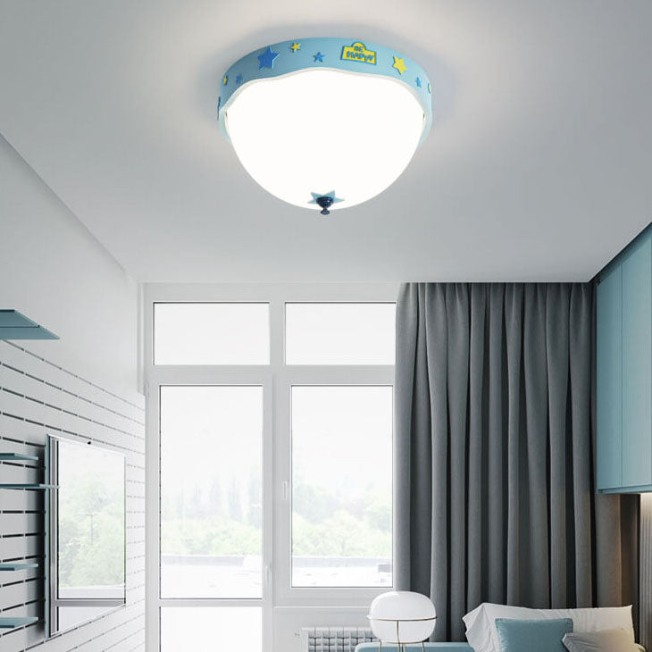 Contemporary Creative Acrylic Cartoon Semicircle LED Flush Mount Ceiling Light For Bedroom