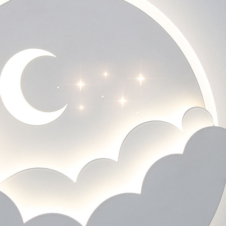 Moderne Einfachheit Runde Mond Eisen Aluminium Acryl LED Deckenleuchte für Schlafzimmer 