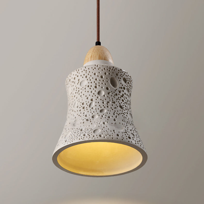 Zeitgenössische industrielle Kuppel konische Massivholz Zement 1-Licht Pendelleuchte für Wohnzimmer 
