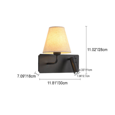 Moderne minimalistische quadratische Zylinder Eisen Aluminium Stoff 1-Licht LED Wandleuchte Lampe für Schlafzimmer 