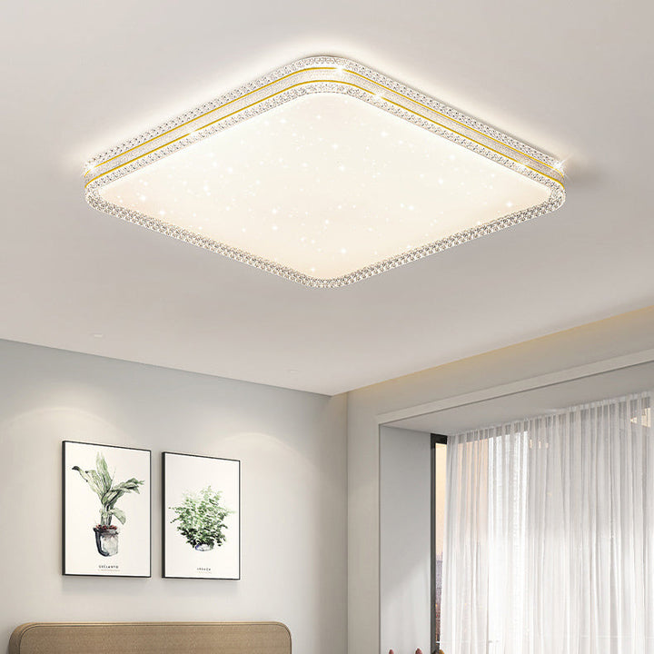 Contemporary Scandinavian Iron Acrylic Round Square Acrylic Skeleton Border LED Flush Mount Ceiling Light For Living Room