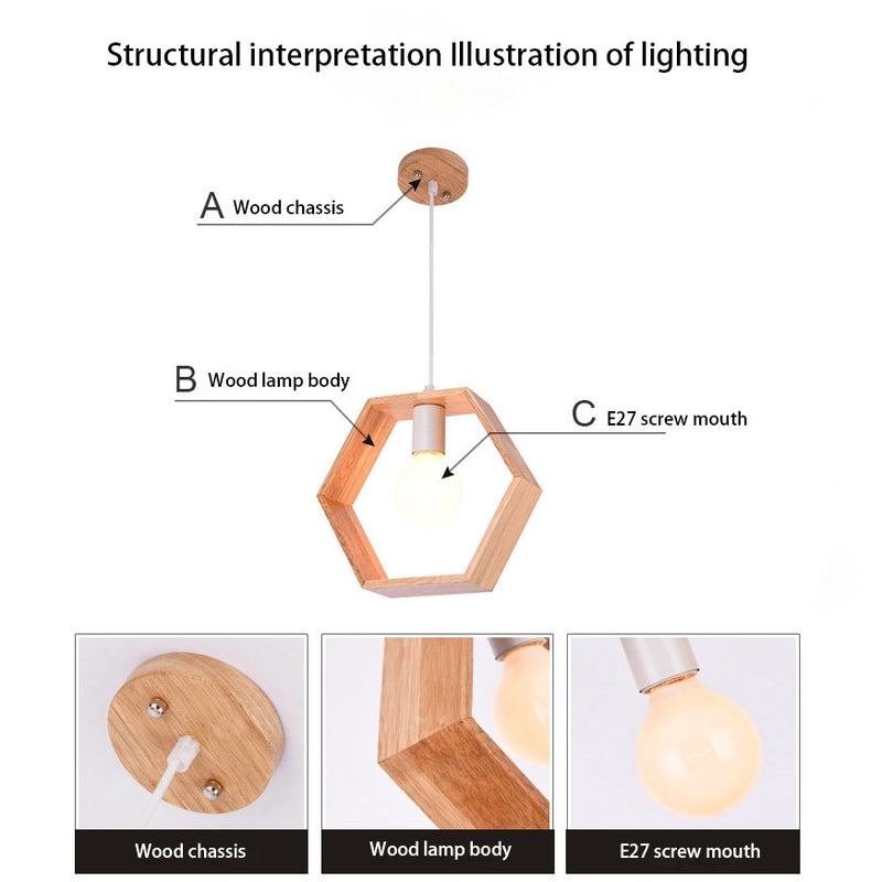 Moderne Einfachheit Holz Geometrische Form 1-Licht Pendelleuchte für das Wohnzimmer 