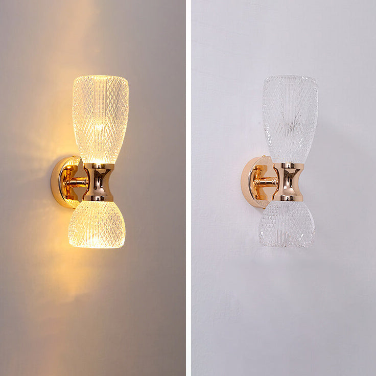 Modern Luxury Column Acrylic Hardware 2-Light Wall Sconce Lamp For Living Room