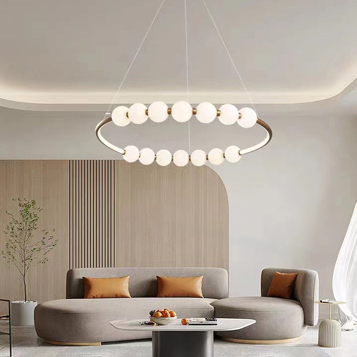 Moderner minimalistischer runder LED-Kronleuchter aus Aluminiumglas für Wohnzimmer 