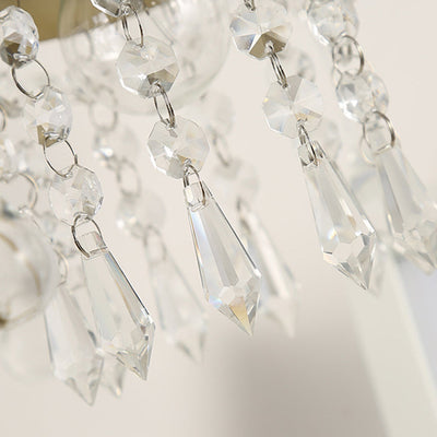 Traditionelle europäische Metall-Hardware Kristall Teardrop Anhänger Trompete 1-Licht Tischlampe für Schlafzimmer 