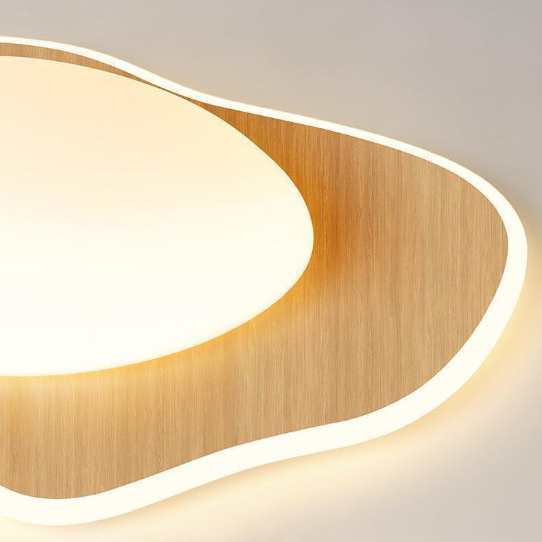 Moderne Einfachheit Pochiertes Ei Runde Holz Kunststoff LED Unterputz Deckenleuchte für Schlafzimmer 