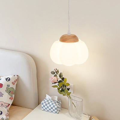 Lustre à suspension 1 lumière en bois avec abat-jour en kapok acrylique pastoral traditionnel français pour chambre 