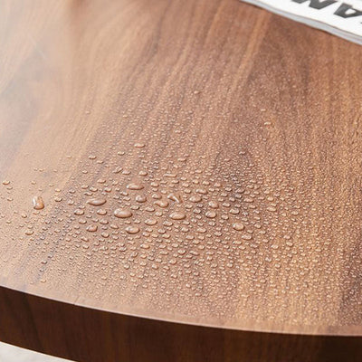 Table basse moderne minimaliste ronde en fer et bois à 2 niveaux pour le salon 