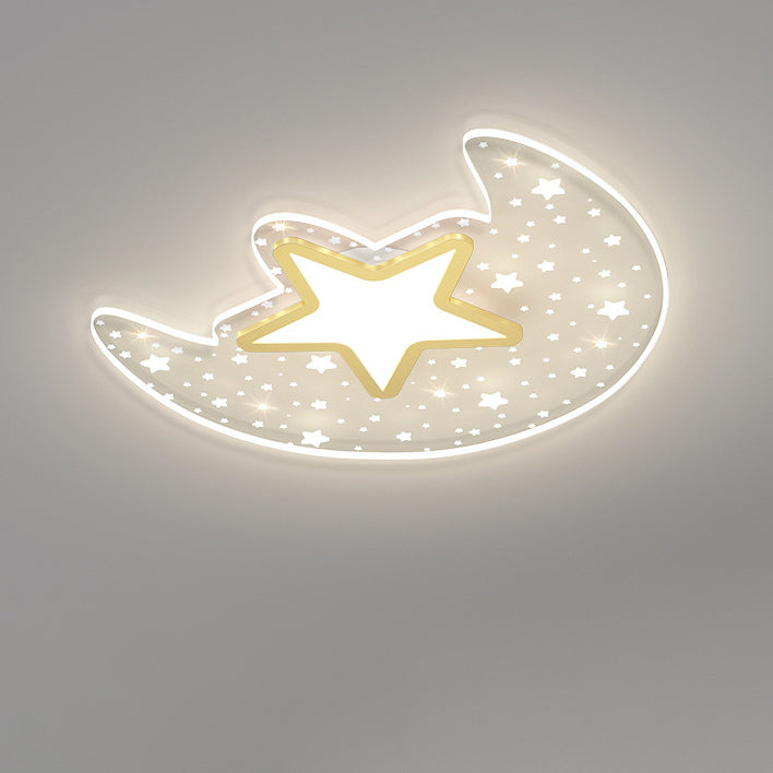 Luz de techo empotrada LED de aluminio acrílico estrella luna creativa contemporánea para dormitorio 