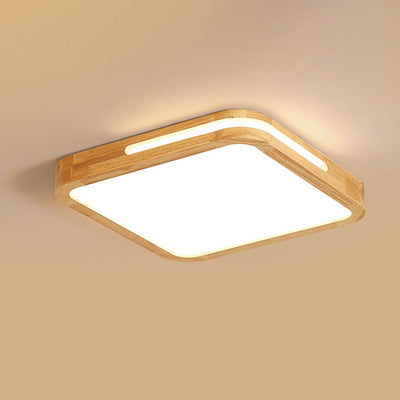 Moderne unbedeutende quadratische hölzerne Acryl-LED-Unterputz-Deckenleuchte für Schlafzimmer 