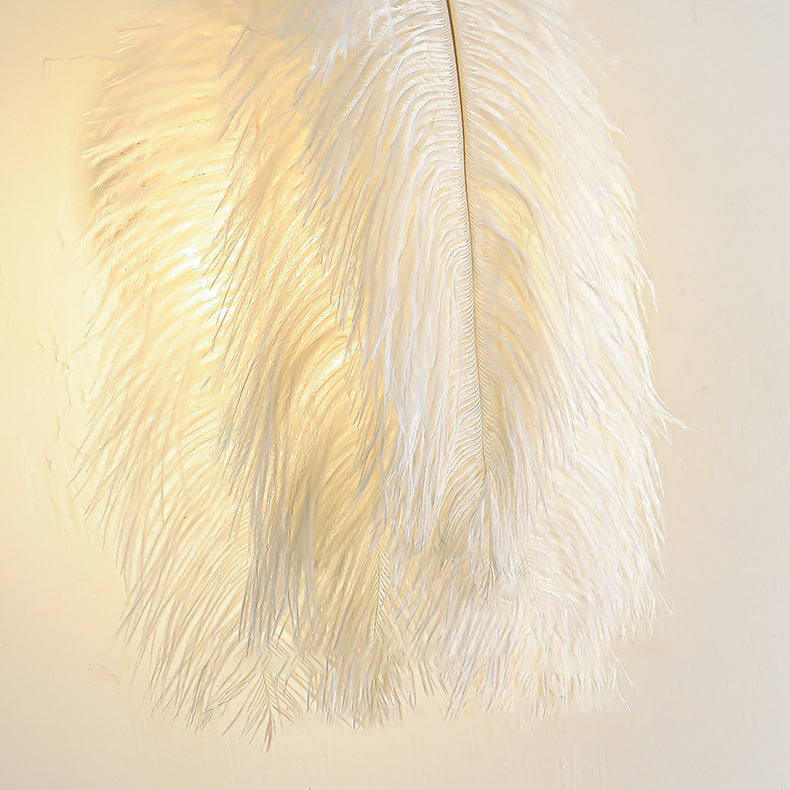 Zeitgenössische kreative Straußenfeder Design 1-Licht Wandleuchte Lampe für Wohnzimmer 