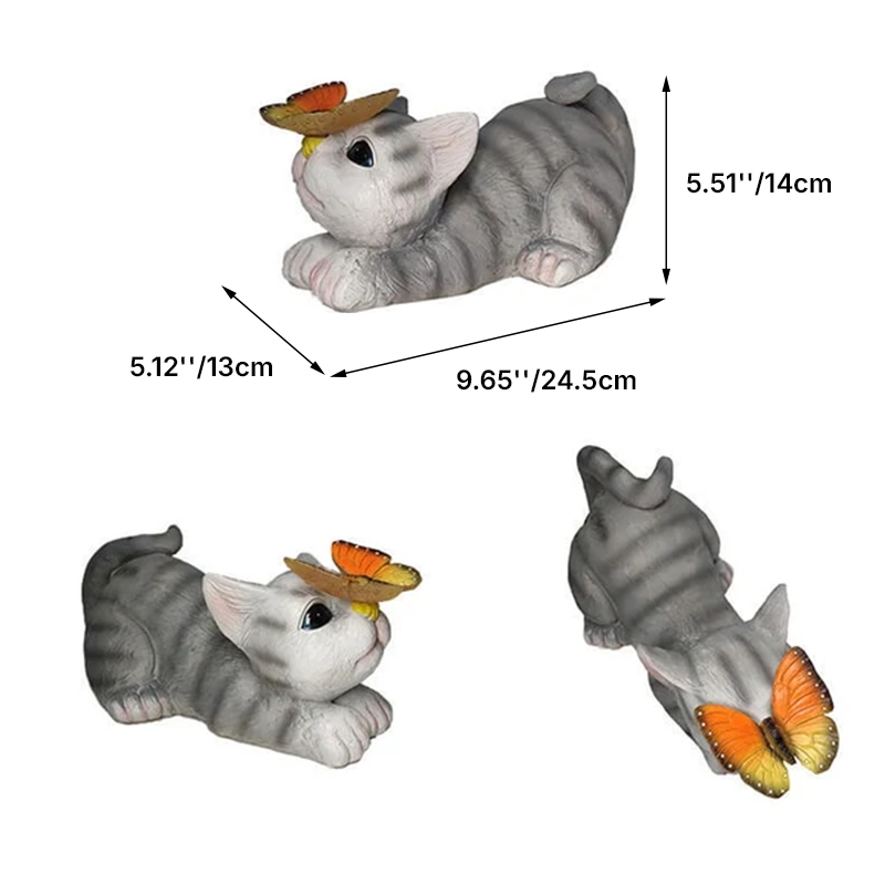 Contemporary Creative Solar Resin Cat Butterfly Resin Waterproof Decorative LED Outdoor Light For Garden