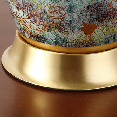 Lampe de Table Moderne en Céramique avec Abat-Jour Plissé Octogonal en Tissu de Luxe pour Chambre à Coucher, 1 Lumière 