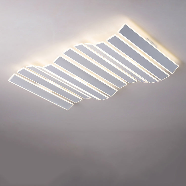 Zeitgenössische Einfachheit Acryl gestreifte Fischgrätenform LED Unterputz Deckenleuchte für Wohnzimmer 