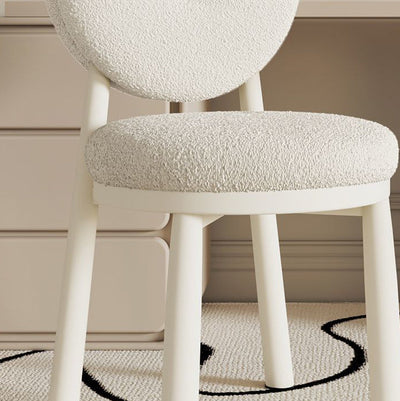 Chaise de salle à manger contemporaine en laine d'agneau nordique en acier au carbone avec dossier en éponge ronde pour salle à manger 
