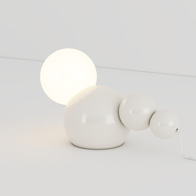 Lampe de table contemporaine nordique en forme de globe en fer géométrique crème acrylique à 1 lumière pour bureau à domicile 