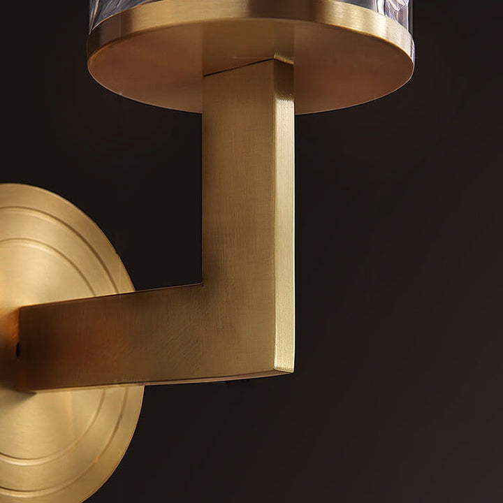 Modern Luxury Textured Glass Column Brass 1-Light Wall Sconce Lamp for Living Room