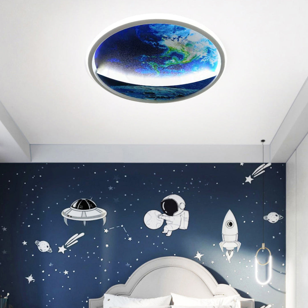 Moderne Art Deco Planet Erde Runde Silizium Eisen LED Unterputz Deckenleuchte für Wohnzimmer 