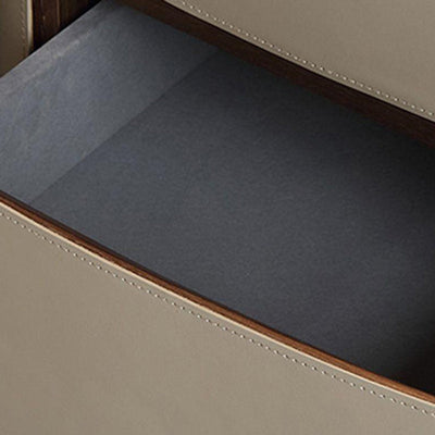 Moderner minimalistischer elliptischer Schiefer-Sattel-Leder-Walnuss-Samt-Nachttisch mit 2 Schubladen für das Bett 