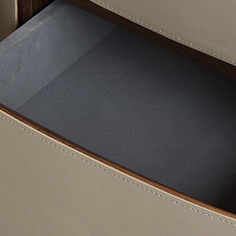 Moderner minimalistischer elliptischer Schiefer-Sattel-Leder-Walnuss-Samt-Nachttisch mit 2 Schubladen für das Bett 