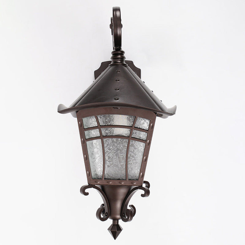 Applique murale 1 lumière en aluminium étanche traditionnel européen avec cône en verre pour patio extérieur 