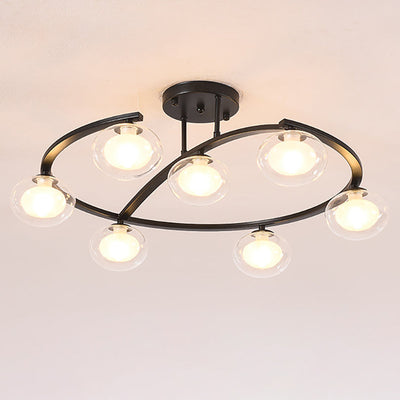 Zeitgenössischer Luxus-Hardware-Rahmen Glaskugelschirm 7-Licht Kronleuchter für Schlafzimmer 