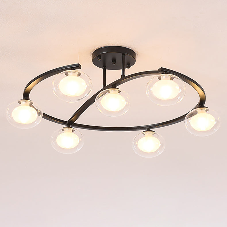 Zeitgenössischer Luxus-Hardware-Rahmen Glaskugelschirm 7-Licht Kronleuchter für Schlafzimmer 