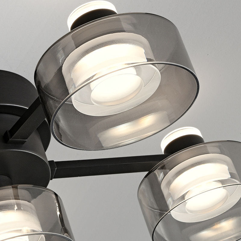 Moderne minimalistische runde Kupfer Acrylglas LED Semi-Flush Mount Deckenleuchte für Wohnzimmer 