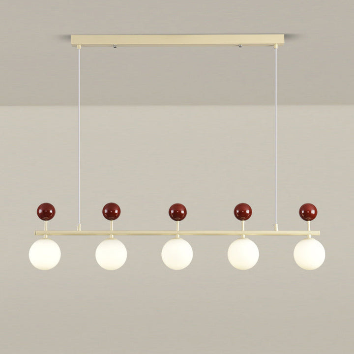 Lustre contemporain nordique en fer à longue bande de verre Magic Bean 5/7 lumières pour salle à manger 