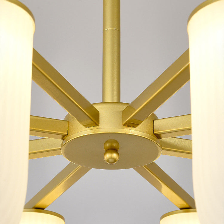 Moderner Mid-Century Pipe Geometrischer Eisen PE LED Kronleuchter für Wohnzimmer 