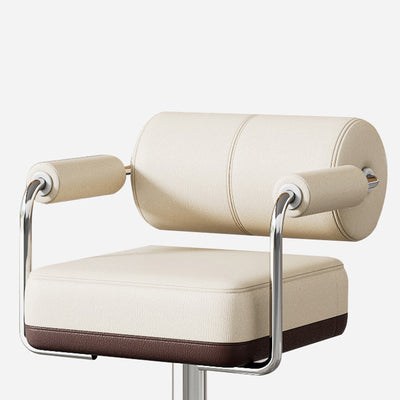 Tabouret de bar cylindrique carré en alliage d'aluminium éponge en cuir minimaliste moderne avec dossier et accoudoir pour cuisine 
