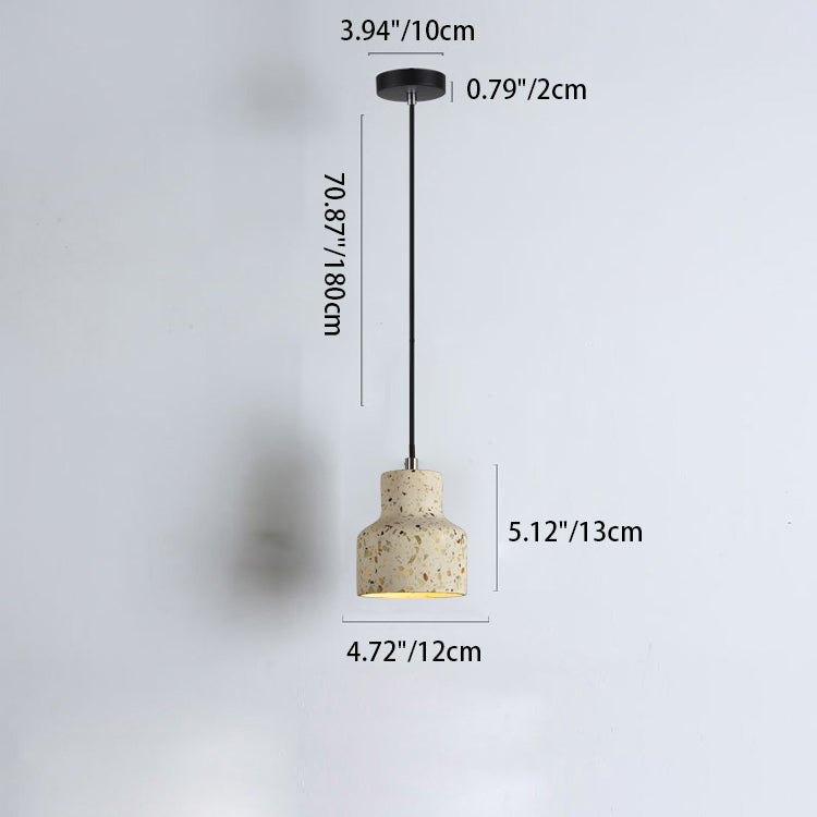 Suspension contemporaine scandinave ronde en terrazzo jade à 1 lumière pour salon 