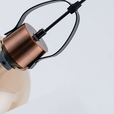 Lámpara colgante de 1 luz de vidrio y hierro forjado minimalista industrial 